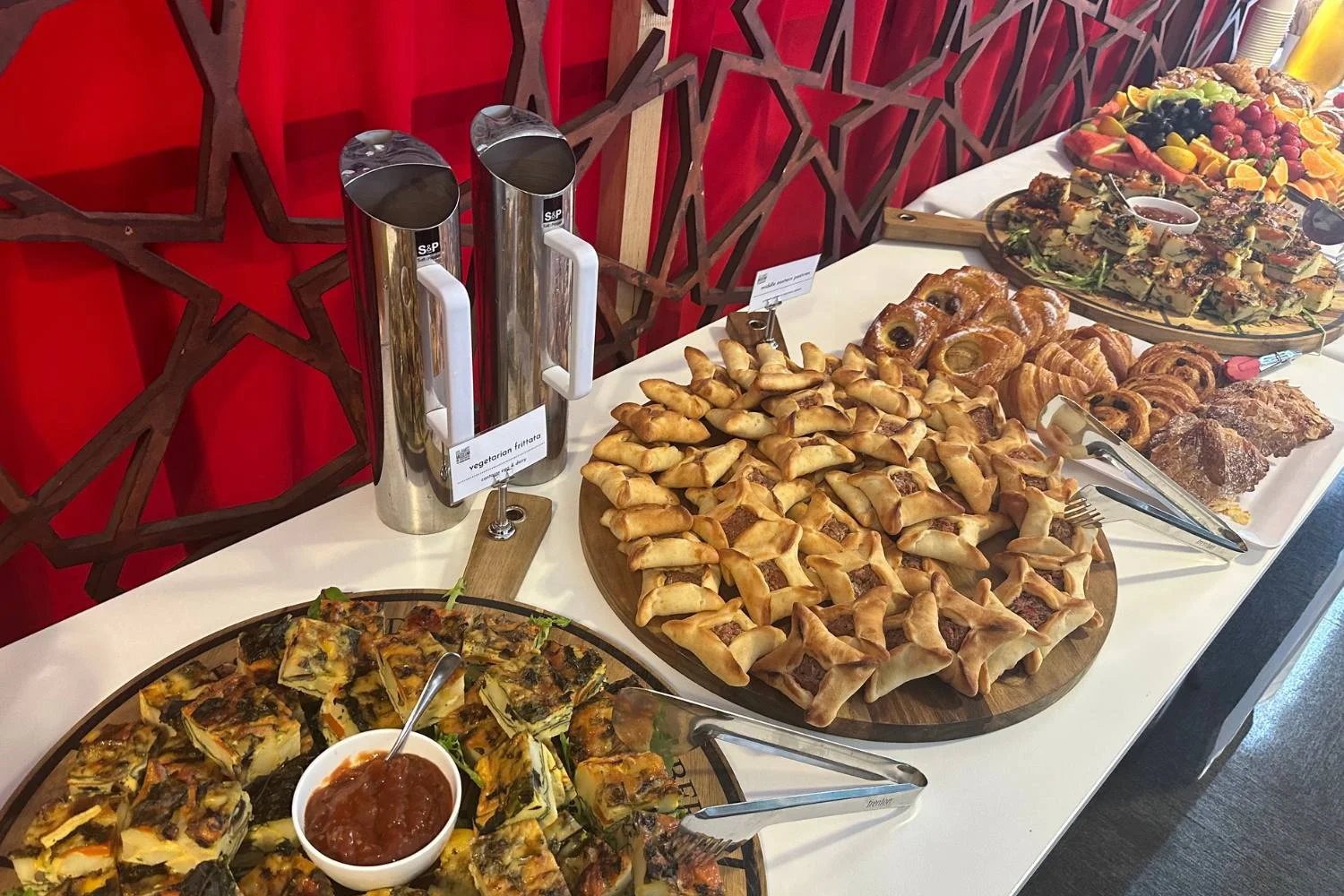 Catering platters of pastries and savoury dishes