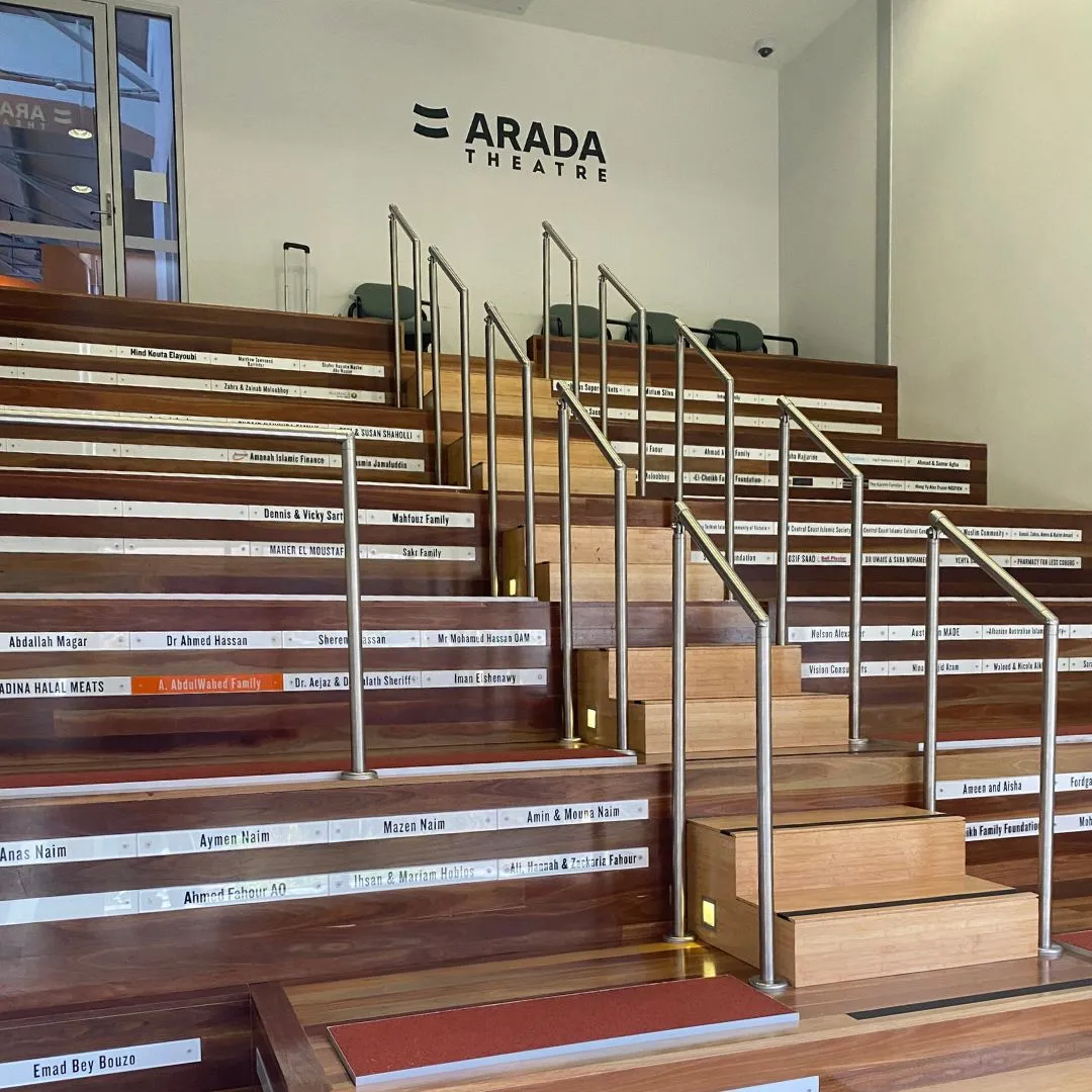 Tiered timber seating in the Arada Theatre